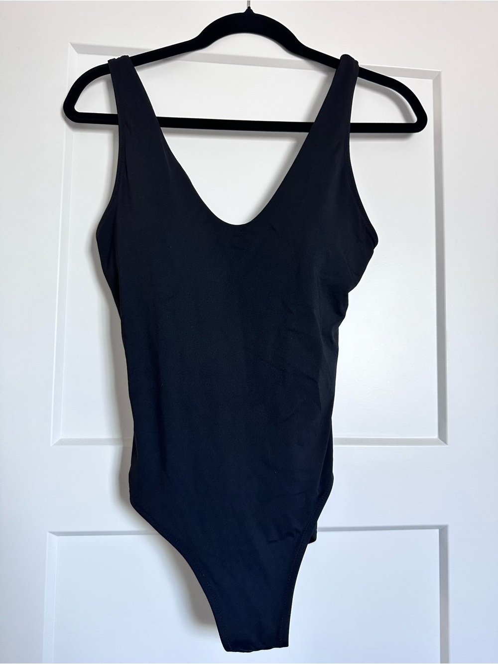 Athleta Black One-Piece bodysuit with Scoop Neck